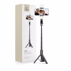 Tech-Protect L05S Bluetooth selfie pulk statiiv ja LED valgus must
