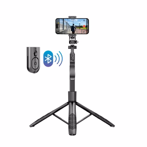 Crong SelfieGo Ultra alumiiniumist Bluetooth-selfipulk ja statiiv, must