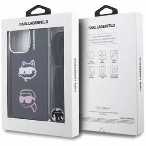 Чехол Karl Lagerfeld IML Crossbody Karl & Choupette Head для iPhone 16 Pro чёрный