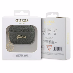Guess GUAP2GLGSHA AirPods Pro 2 cover roheline/kaki Glitter Flake 4G Charm