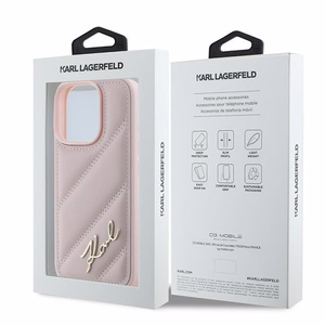 Karl Lagerfeld Quilted Signature iPhone 16 Pro Max Ümbris - Roosa