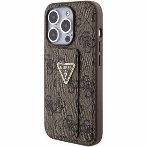 Guess Grip Stand 4G Triangle Strass ümbris jaoks iPhone 15 Pro - brown