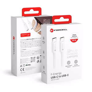 Kaabel USB C to USB C Forcell F-Energy QC4.0 PD 3A 60W 2 m C338 valge