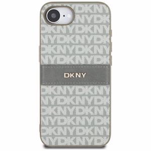 DKNY Repeat Texture Pattern with Tonal Stripe iPhone 16e Ümbris - Beige
