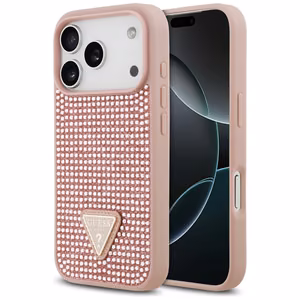 Guess Rhinestone Triangle Logo чехол для iPhone 17 Pro - розовый