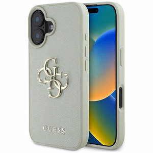 Guess Grained Big 4G Logo Small Classic Logo ümbris jaoks iPhone 16 - roheline