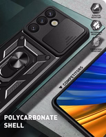 Hybrid Armor Camshield with Stand and Camera Cover jaoks Samsung Galaxy S25 Edge - Must