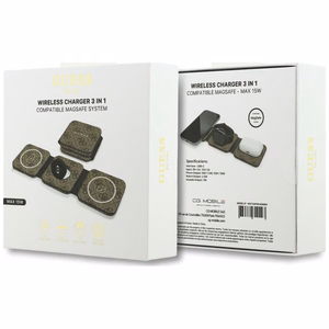 Беспроводное зарядное устройство 3in1 совместимое с MagSafe 15W GUESS GUE005640 коричневый