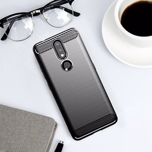 Carbon Case Paindlik kate TPU ümbris Nokia 2.4 musta värvi