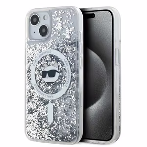Karl Lagerfeld Liquid Glitter Choupette Head MagSafe ümbris jaoks iPhone 14 / 15 / 13 - läbipaistev