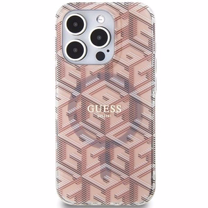 GUESS чехол для IPHONE 15 Pro Max совместимый с MagSafe GUHMP15XHGCUSTGP (IML GCUBE) розовый