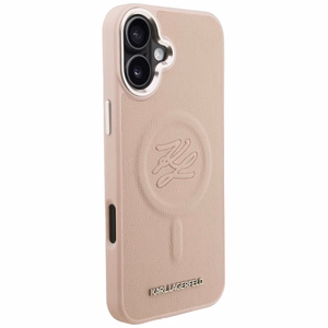 Karl Lagerfeld initsiaalide ja metalllogo MagSafe ümbris iPhone 16 Plus - roosa