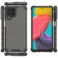 Samsung Galaxy M53 5G mustale Samsung Galaxy M53 5G jaoks mõeldud geelraamiga soomustatud kaane