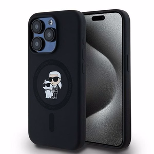 Karl Lagerfeld Silicone Karl&Choupette MagSafe ümbris jaoks iPhone 15 Pro - must