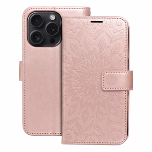 MEZZO Book ümbris jaoks IPHONE 15 Pro mandala rose kuldne