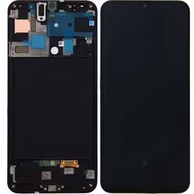 LCD screen Samsung A505 A50 2019 koos touch screen ja frame Must original (assembled service pack)