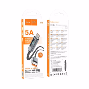 Кабель USB A to USB C Hoco 5A с дисплеем 1 м X112 чёрный