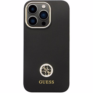 Guess GUHCP13LM4DGPK ümbris jaoks iPhone 13 Pro / 13 - must Silicone Logo Strass 4G