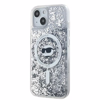 Karl Lagerfeld Liquid Glitter Choupette Head MagSafe ümbris jaoks iPhone 14 / 15 / 13 - läbipaistev