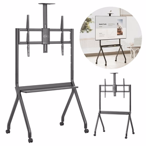 Maclean TV stand / cart, camera shelf, on casters, 55-100", max load 120kg/10kg shelf, max. VESA 900x600, must, MC-114 B