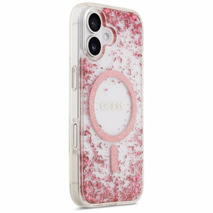 Guess Resin Bottom Glitter MagSafe ümbris iPhone 17 jaoks - roosa