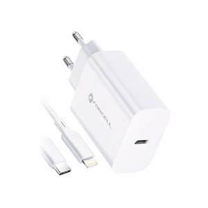 Phone laadija Forcell F-Energy USB C QC4.0 PD 3A 20W + kaabel USB C to Lightning TFK-TC-20WPD valge