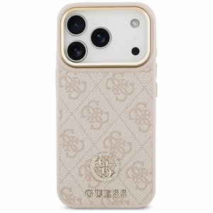 Guess 4G Strass Logo & Big Strap Metal Buttons MagSafe Ümbris jaoks iPhone 17 Pro - Roosa