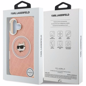 Karl Lagerfeld IML Choupette Head Logo MagSafe iPhone 16 Case - Pink
