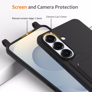 Hurtel TPU-ümbris kaardihoidiku ja õlarihmaga mudelile Samsung Galaxy S26 – must