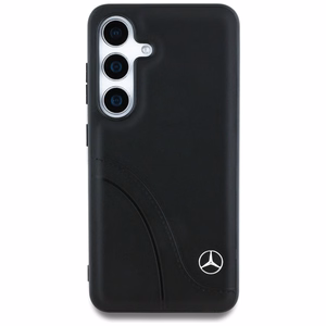 Mercedes Leather Curved Stitches Ümbris jaoks Samsung Galaxy S25 - must