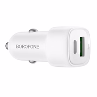 Borofone autolaadija BZ34B Cloud - USB + Type C - QC 3.0 PD 38W valge
