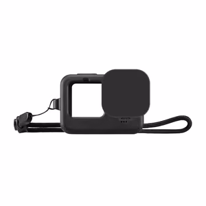 Puluz silikoonümbris GoPro HERO12, HERO11, HERO10 ja HERO9 Blackile objektiivikatte ja rihmaga (must)