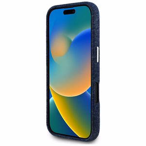 Guess Denim Triangle Logo MagSafe iPhone 16 Ümbris - Sinine