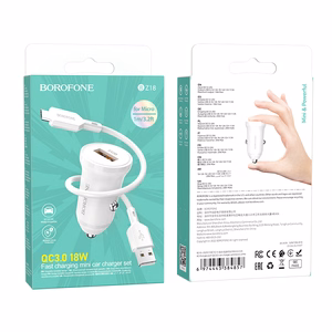 Borofone автомобильное зарядное устройство BZ18 - USB - QC 3.0 18W с кабелем USB на Micro USB белое