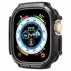 Spigen Rugged Armor ümbris Apple Watch Ultra 49 mm jaoks, mattmust