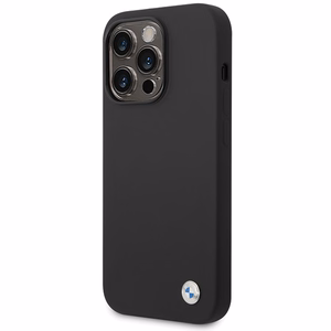 BMW Silicone Metal Logo чехол iPhone 15 Pro Max - чёрный