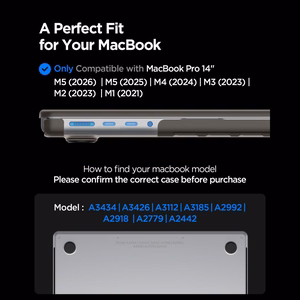 Spigen AirSkin ümbris MacBook Pro 14" 2021 / 2023 / 2024 / 2025 / 2026 jaoks – poolläbipaistev