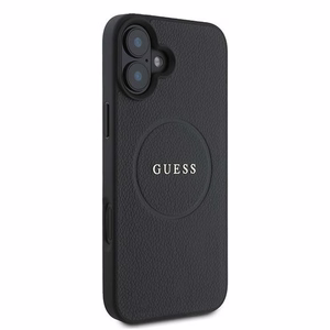 Чехол Guess Grained Gold Ring MagSafe для iPhone 16 Plus - чёрный
