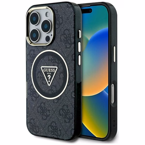 GUESS ümbris jaoks IPHONE 16 Pro compatible with MagSafe GUHMP16LHG4PRTGK (IML Metal Glitter 4G Circle Triangle) must