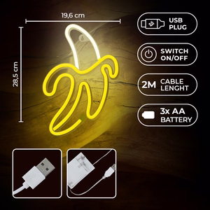 Neon LED Light BANANA valge kollane Bat + USB FLNE10 Forever Light