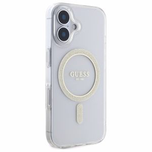 Guess GUHMP16MHFGERET iPhone 16 Plus 6.7" läbipaistev hardcase IML Glitter Circle MagSafe