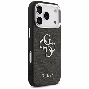 GUESS ümbris IPHONE 17 Pro GUHCP17LP4G4SMCK jaoks (4G PU-nahast ümbris suure 4G ja klassikalise logoga ning hõbedase metallist kaameraraamiga), must