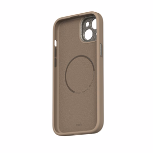 Moshi Napa MagSafe kvaliteetsest vegannahast ümbris seadmele iPhone 15 Plus, Woodsmoke Brown värvitoonis