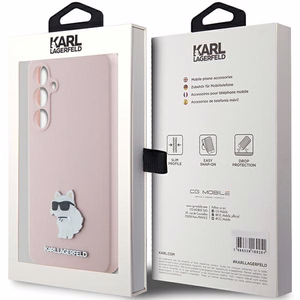 Karl Lagerfeld Silicone Choupette Metal Pin ümbris jaoks Samsung Galaxy S23 FE - roosa