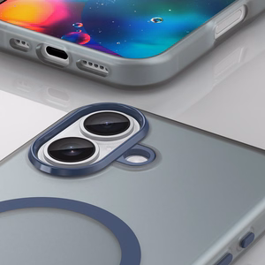 Magnetic Abrasive iPhone 17 Ümbris Compatible with MagSafe - Matt Sinine