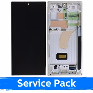 LCD ekraan ühilduv Samsung S918 S23 Ultra raamiga / kreemjas / (Service Pack)