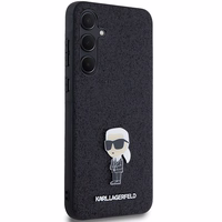 Karl Lagerfeld Fixed Glitter Ikonik Logo Metal Pin ümbris jaoks Samsung Galaxy A35 - must