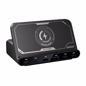 Blitzwolf BW-S27 160W, 2xUSB-A, 4xUSB-C, 15W wireless laadija (must)