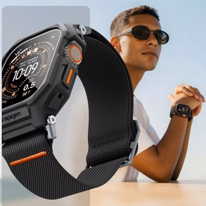 Spigen Lite Fit Pro rihm ja karastatud klaasist ekraanikaitse Apple Watch Ultra 49 mm jaoks, mustad