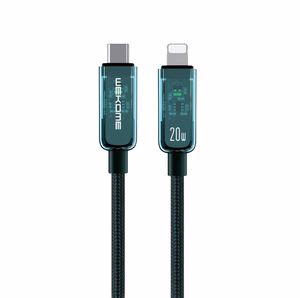 WEKOME WDC-181 Vanguard Series USB-C–Lightning laadimis- ja andmekaabel, 1 m, PD 20 W, roheline